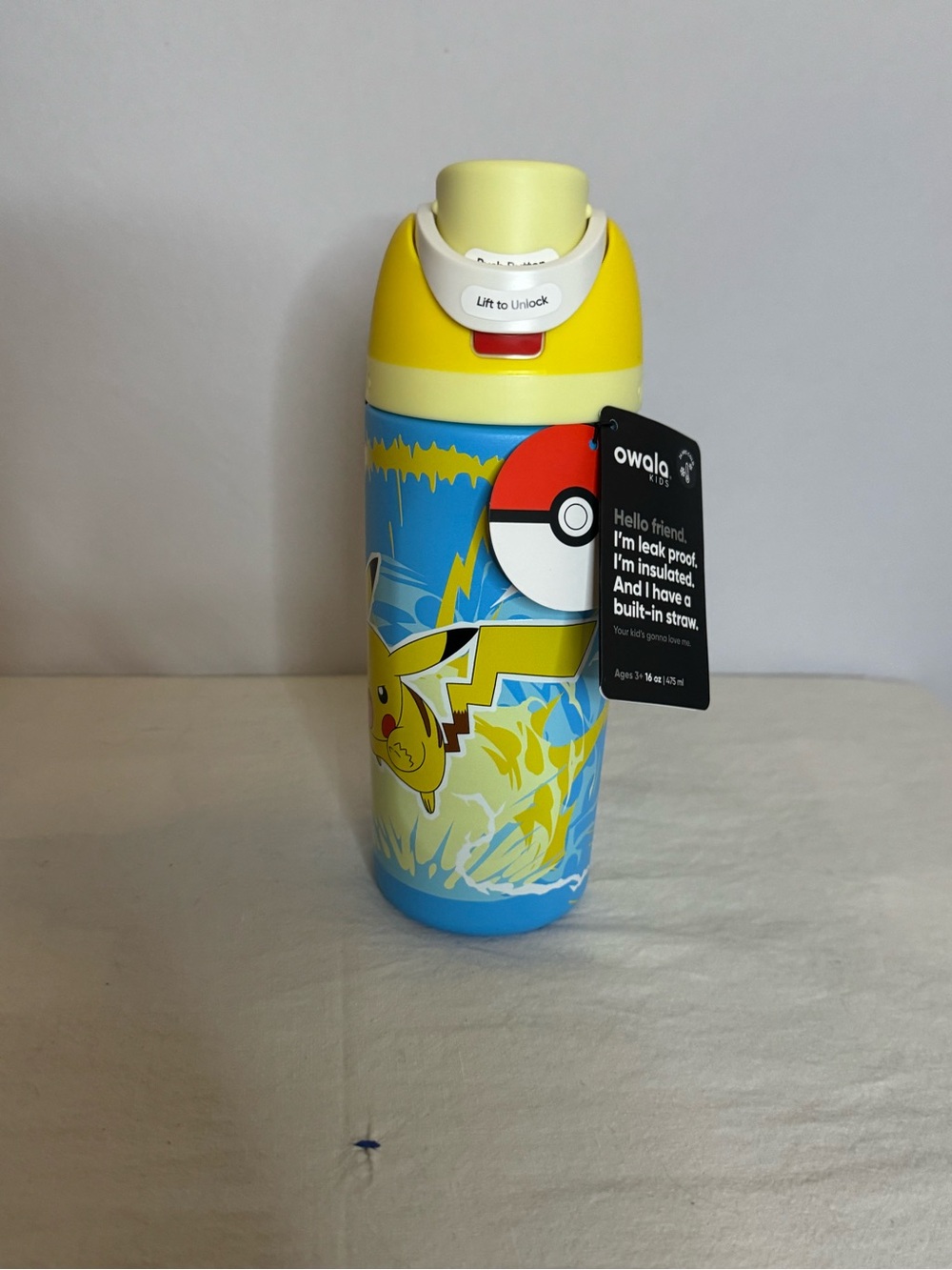 Limited Edition Pikachu x Osaka Insulated Straw Bottle - Yellow & Blue